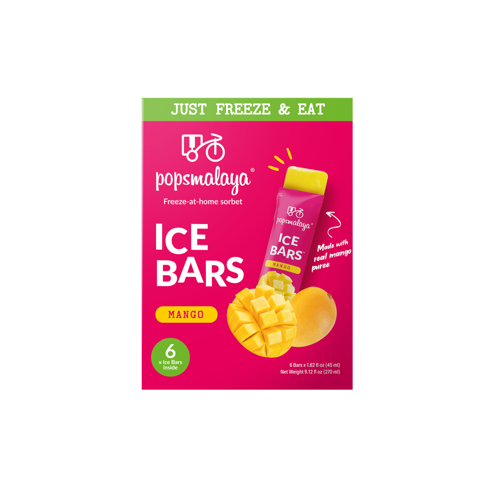 Ice Bars (Popsmalaya) - Mango Sorbet [12 boxes of 6 Bars] (No Preservatives, made with Real Fruits)