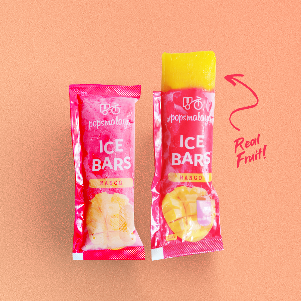 Ice Bars (Popsmalaya) - Mango Sorbet [12 boxes of 6 Bars] (No Preservatives, made with Real Fruits)