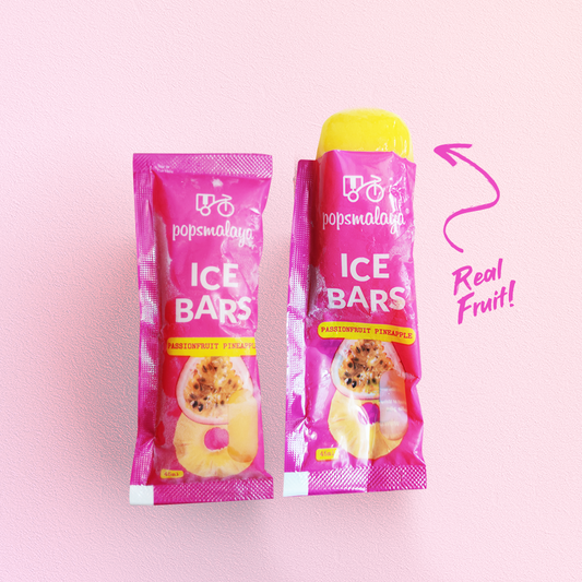 Ice Bars (Popsmalaya) - Passionfruit and Pineapple Sorbet  [12 boxes of 6 Bars] (No Preservatives, made with Real Fruits)